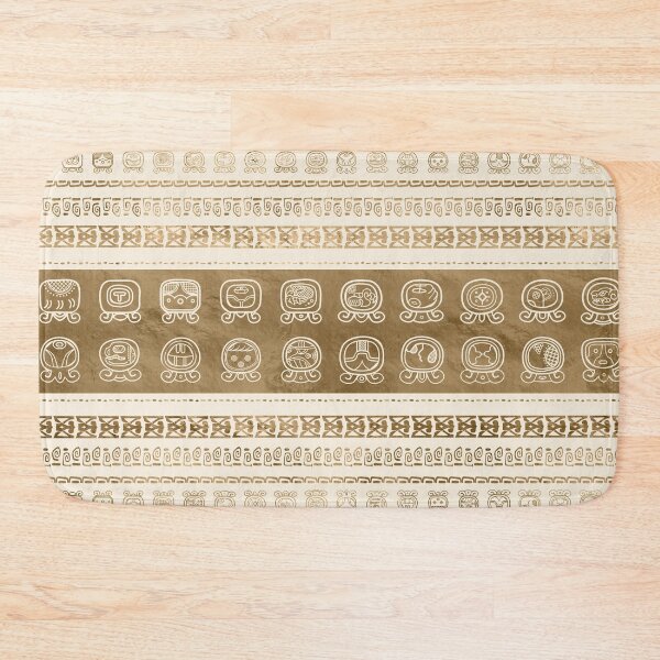 Item preview, Maya Calendar Glyphs gold on pastel beige designed and sold by Nartissima.