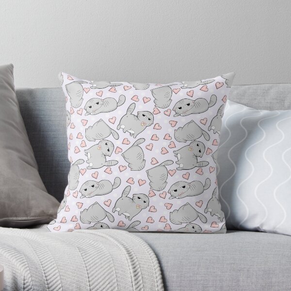 Angry Cat Candy Hearts Throw Pillow
