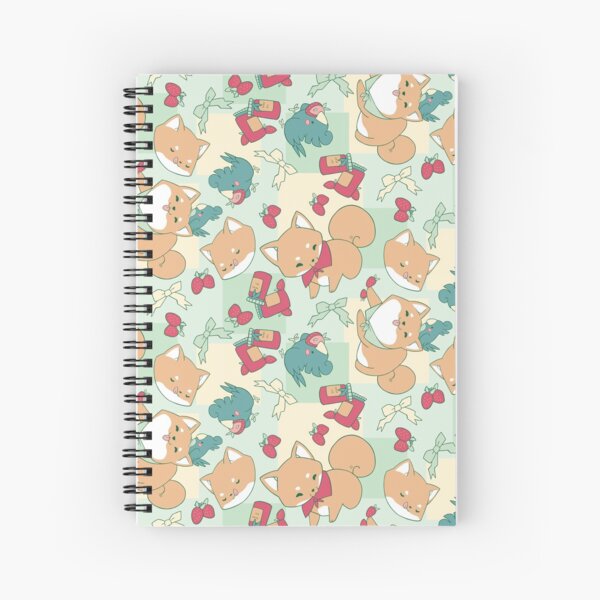 Shiba & Bird Strawberry Picnic Spiral Notebook