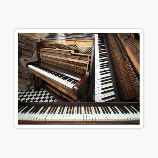 Piano montage, vintage musical instrument Sticker