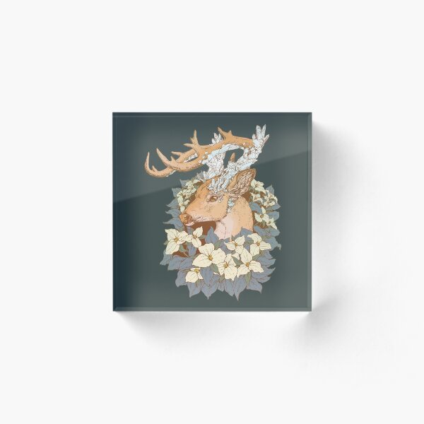 Non-typical Blue Quartz Buck Acrylic Block