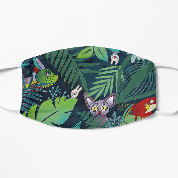 Dschungeltiere und roter Papagei Flache Maske