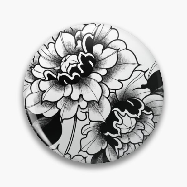 Artikelvorschau, Blackwork Pfingstrosen entworfen und verkauft von inkbybea.