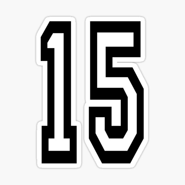 NUMBER 15. TEAM. SPORTS. FIFTEEN. FIFTEENTH. 15th. Competition. Sticker