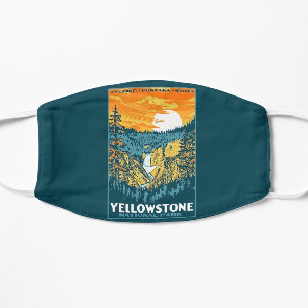 Vintage Yellowstone National Park WPA-Style Lower Falls Poster Graphic Flat Mask