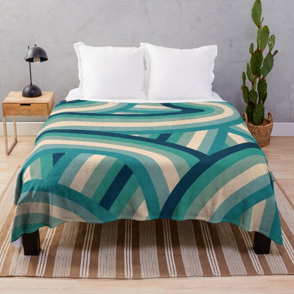 Item preview, Teal Vintage Faded 70's Style Rainbow Stripes designed and sold by itsjensworld.