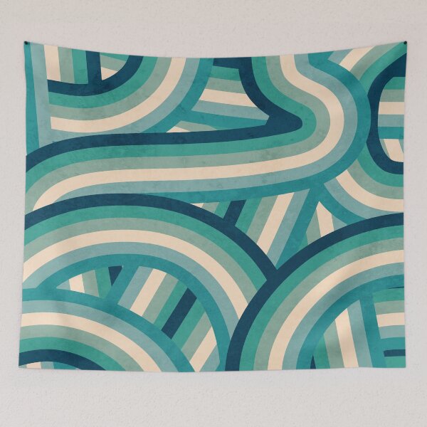 Item preview, Teal Vintage Faded 70's Style Rainbow Stripes designed and sold by itsjensworld.
