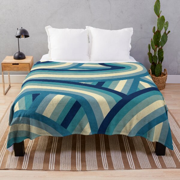 Item preview, Vintage Faded 70's Style Blue Rainbow Stripes designed and sold by itsjensworld.