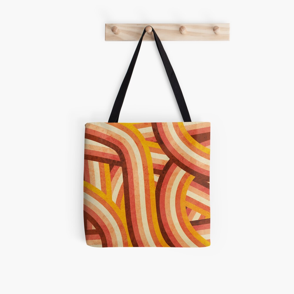 Magenta Pink and Orange, Classic Stripe Monogram Tote Bag