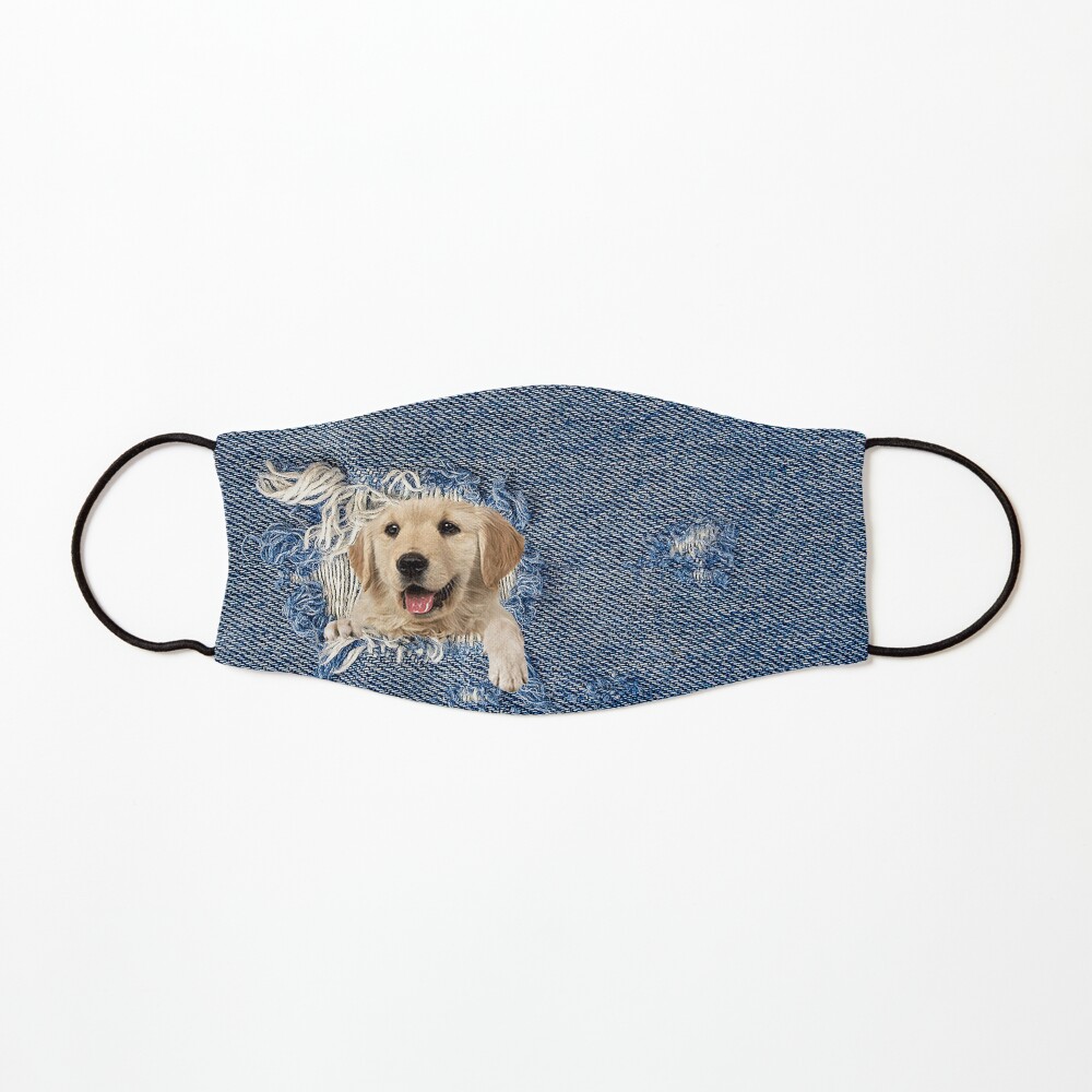 Golden Retriever in Denim Mask