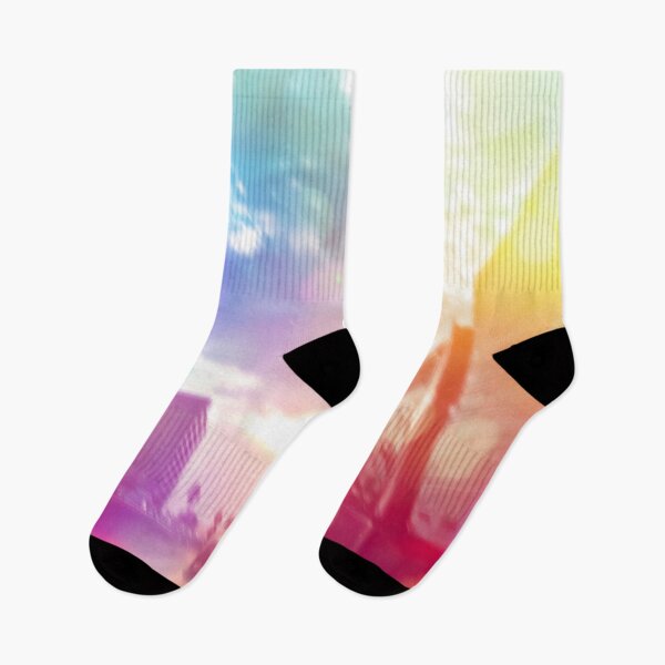 Item preview, blue cloudy sky on the road with colorful bokeh light abstract designed and sold by Mrvell.