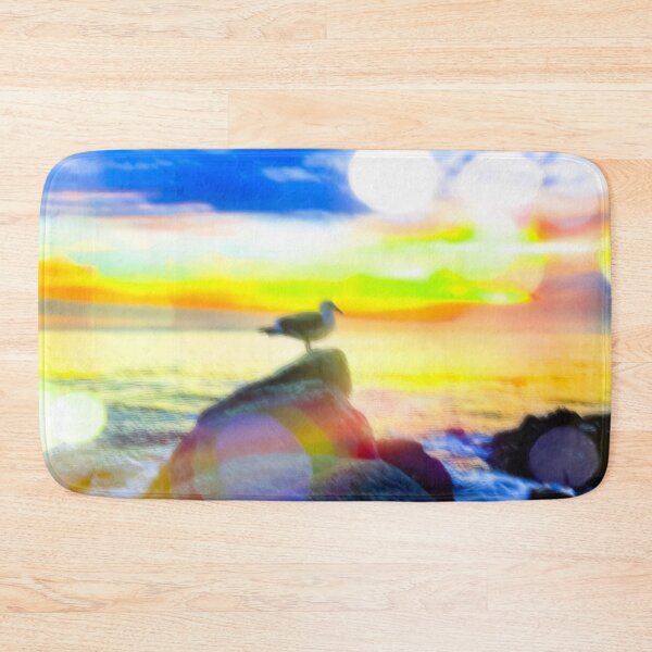 Item preview, bird on the stone with the summer beach sunset background designed and sold by Mrvell.