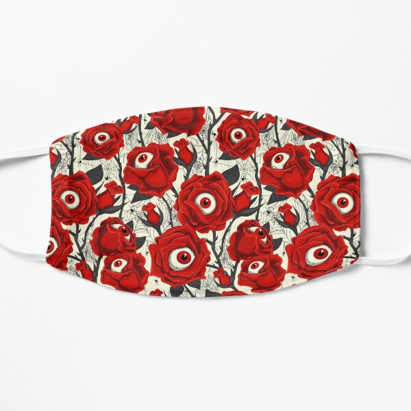 Halloween Roses Eyeballs & Spiders Pattern Flat Mask