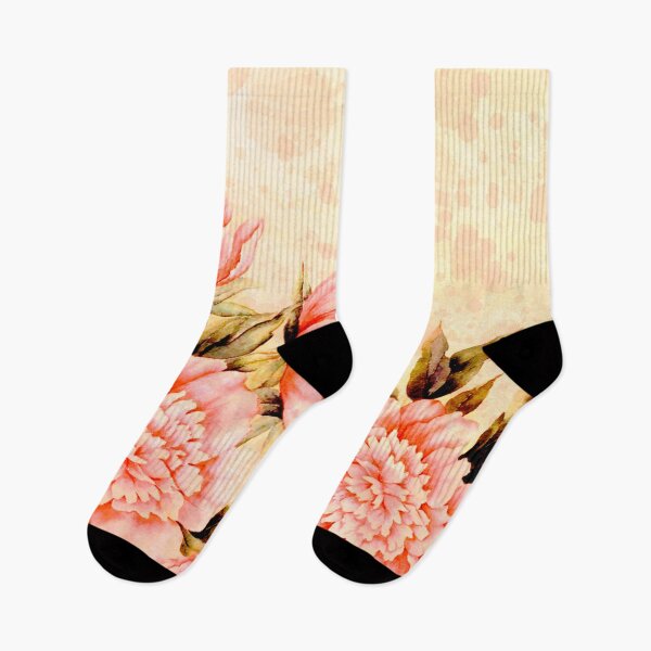 Item preview, peonies on cream background designed and sold by clemfloral.