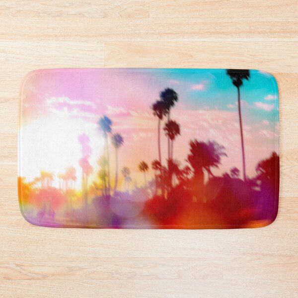 Item preview, palm tree with sunset sky and light bokeh abstract background designed and sold by Mrvell.