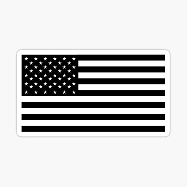 American Flag. STARS & STRIPES, USA, America, Black on white. Sticker
