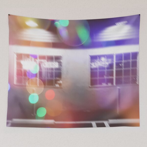 Item preview, restaurant in the city with the colorful night light bokeh abstract designed and sold by Mrvell.