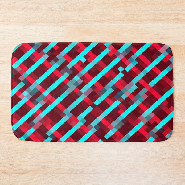 Item preview, geometric pixel square pattern abstract background in red blue designed and sold by Mrvell.