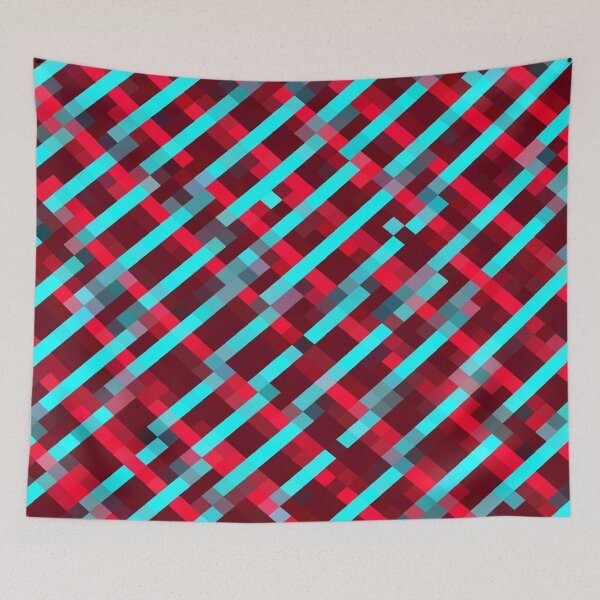 Item preview, geometric pixel square pattern abstract background in red blue designed and sold by Mrvell.