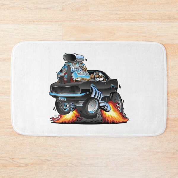 Item preview, Classic Sixties American Muscle Car Popping a Wheelie Cartoon Illustration designed and sold by hobrath.