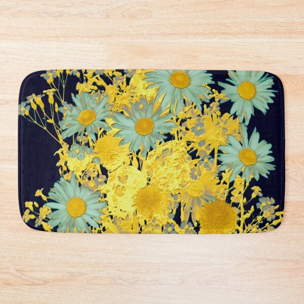 Aperçu de l'œuvre marguerites bleues et or/blue daisies and gold créée et vendue par clemfloral.