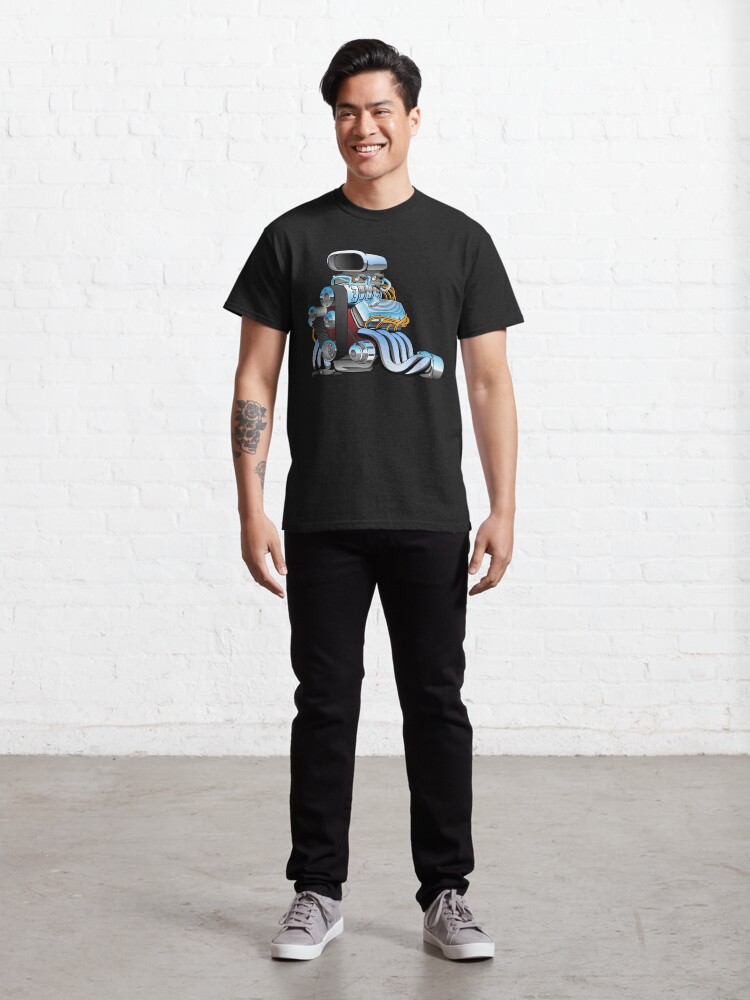 Alternate view of Hot rod race car engine cartoon Classic T-Shirt