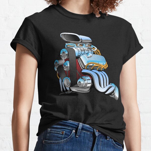 Hot rod race car engine cartoon Classic T-Shirt