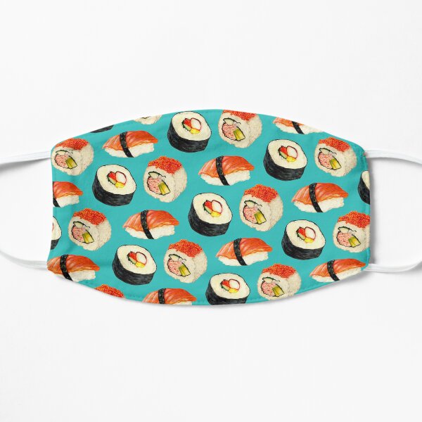 Sushi Pattern - Blue Flat Mask