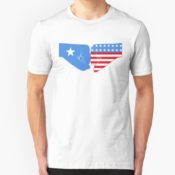Somalia & USA Fist Bump Patriot Flag Series Slim Fit T-Shirt