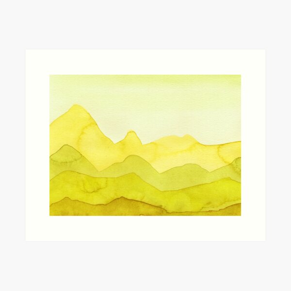 Berge in Gelb, Lemon, Grün Kunstdruck