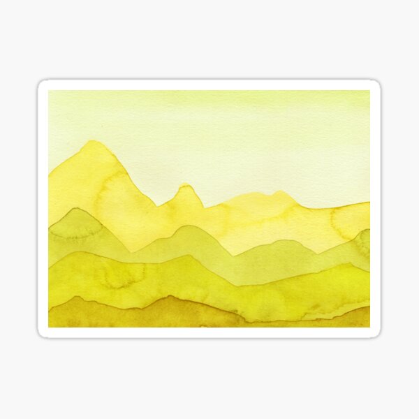Berge in Gelb, Lemon, Grün Sticker