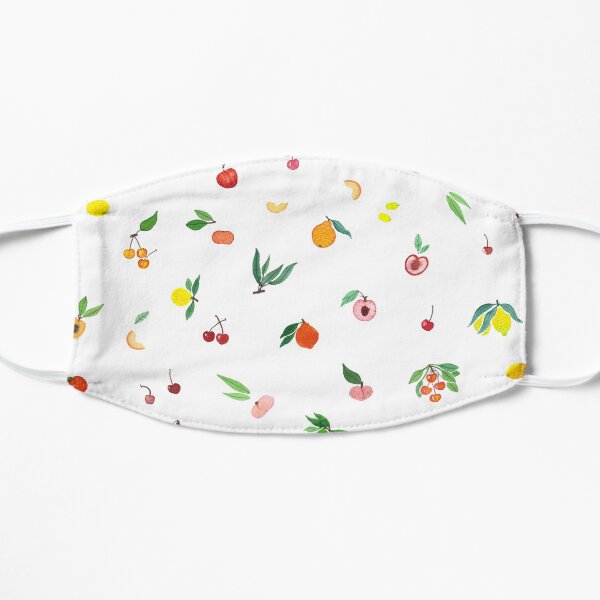 Tiny Fruits on white Flat Mask