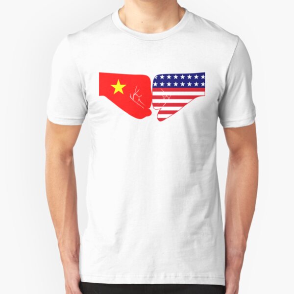 Vietnam & USA Fist Bump Patriot Flag Series Slim Fit T-Shirt