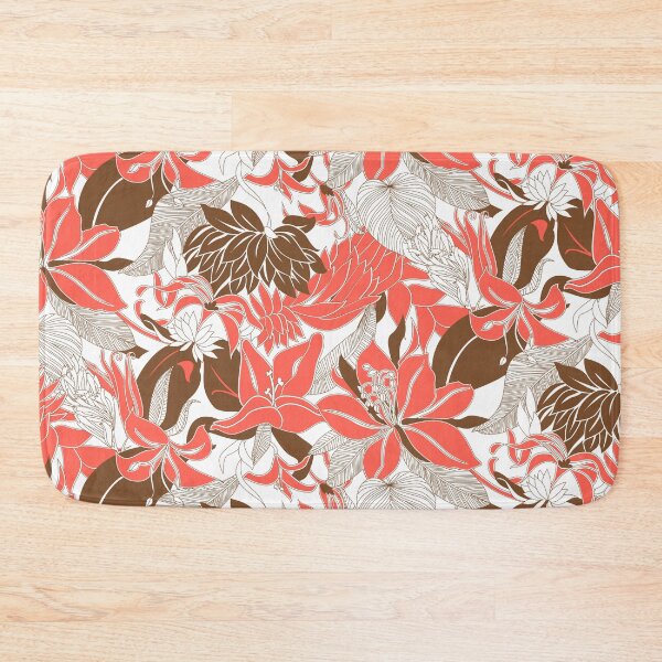 Item preview, Contour Hawaii Tropical Lily and Protea Floral - Coral and Cocoa Brown designed and sold by DriveIndustries.