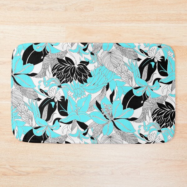 Item preview, Contour Hawaii Tropical Lily and Protea Floral - Aqua & Black designed and sold by DriveIndustries.