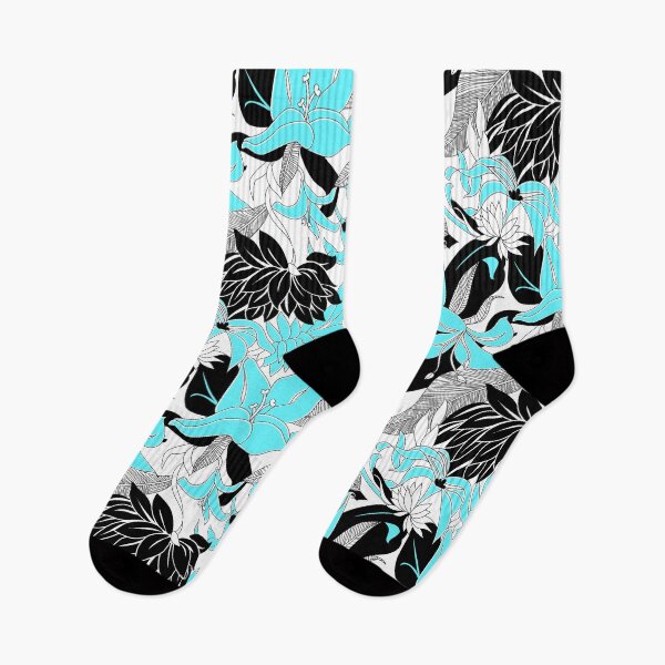 Item preview, Contour Hawaii Tropical Lily and Protea Floral - Aqua & Black designed and sold by DriveIndustries.