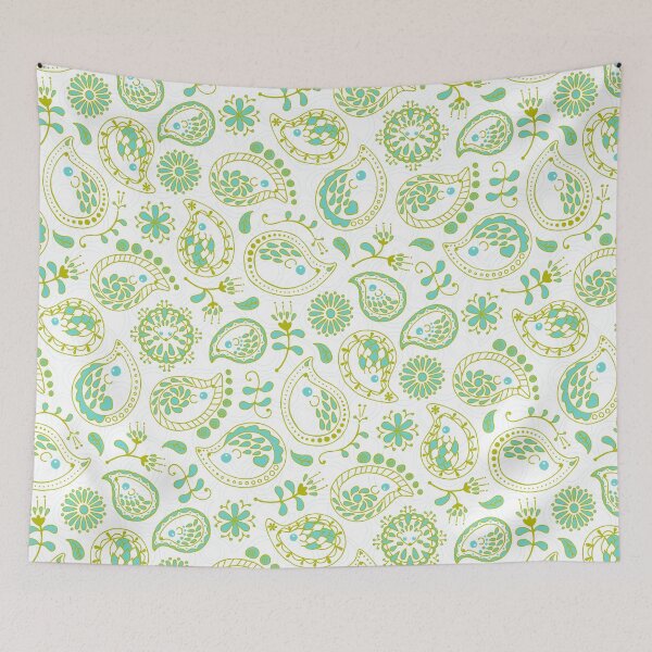 Item preview, Hedgehog Paisley_Green and White designed and sold by miavaldez.