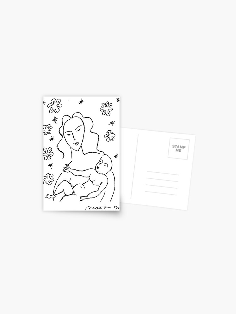 Carte Postale Oeuvre De Matisse Vierge Et Enfant Sur Fond Etoile 1919 Pour Art Mural Impressions Affiches Hommes Femmes Enfants Par Clothorama Redbubble