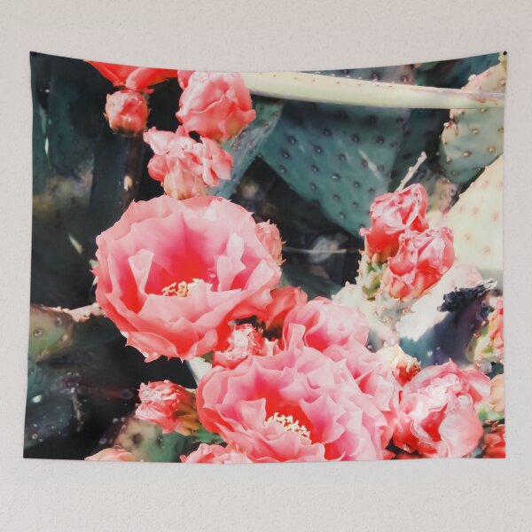 Item preview, closeup blooming red cactus flower texture background designed and sold by Mrvell.