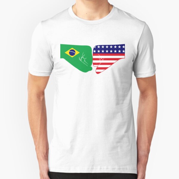 Brazil & USA Fist Bump Patriot Flag Series Slim Fit T-Shirt