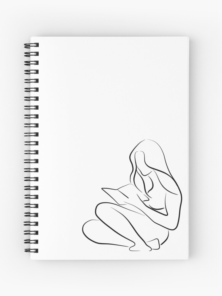 Simple Line Art Drawings of Flowers in Black and White Spiral Notebook for  Sale by Melody Watson