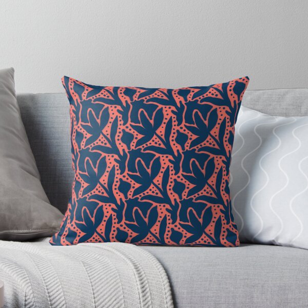 Navy and coral throw 2024 pillows