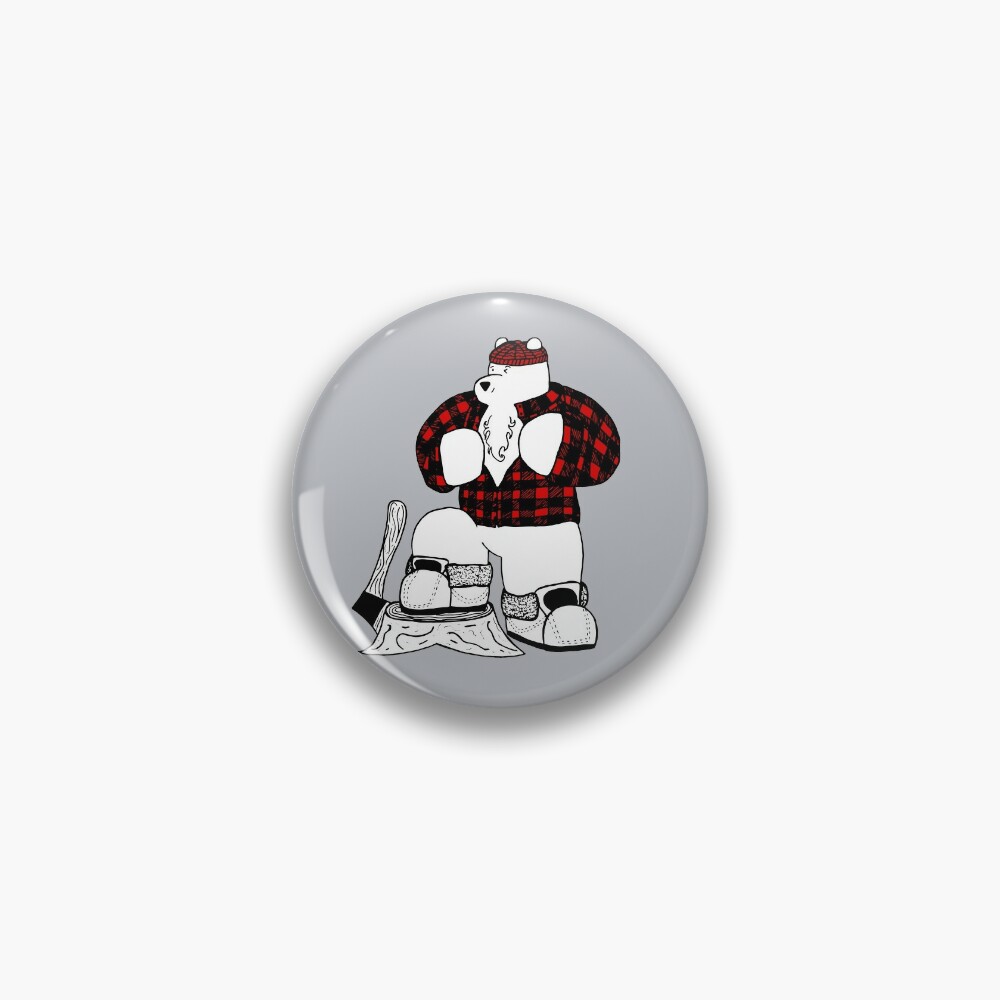 Lumberjack Bear Pin for Sale by BearlyGoin