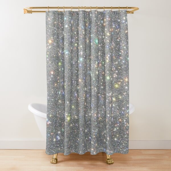 Silver Sparkle Glitter Design Shower Curtain