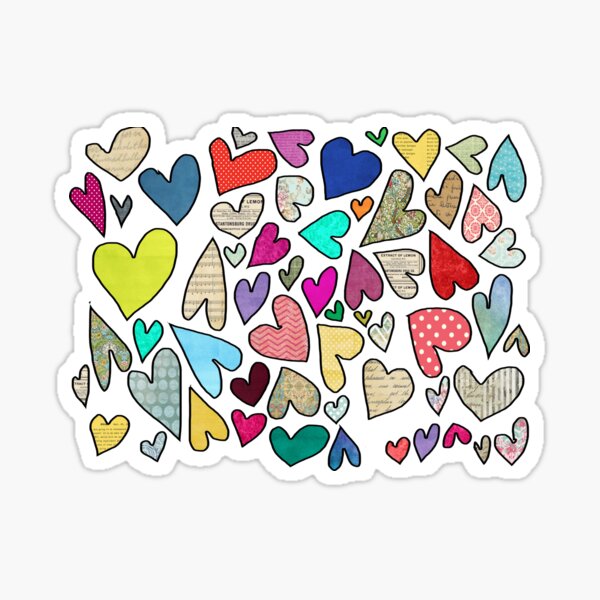 A World of Hearts 2 - Bright, Whimsical and Colorful Heart Artwork Sticker