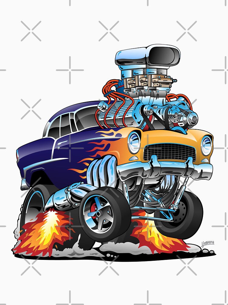 Classic Fifties Hot Rod Muscle Car Cartoon by hobrath