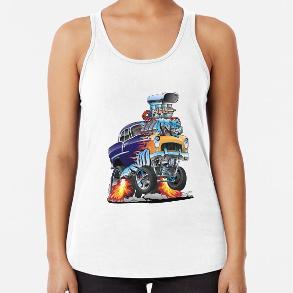 Classic Fifties Hot Rod Muscle Car Cartoon Racerback Tank Top