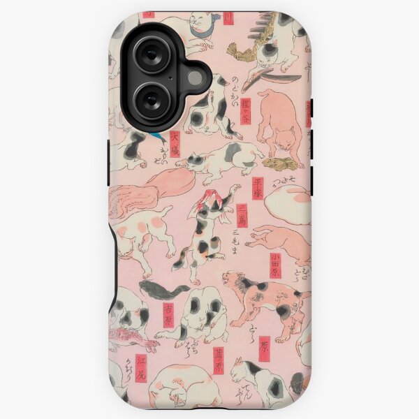 Item preview, Utagawa Hiroshige Japanese Woodblock Cats Pink Pastel Cat Pattern designed and sold by Epitome Girl.