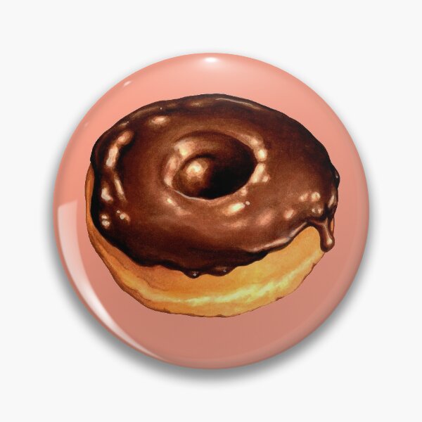 Chocolate Donut Pattern - Pink Pin Button