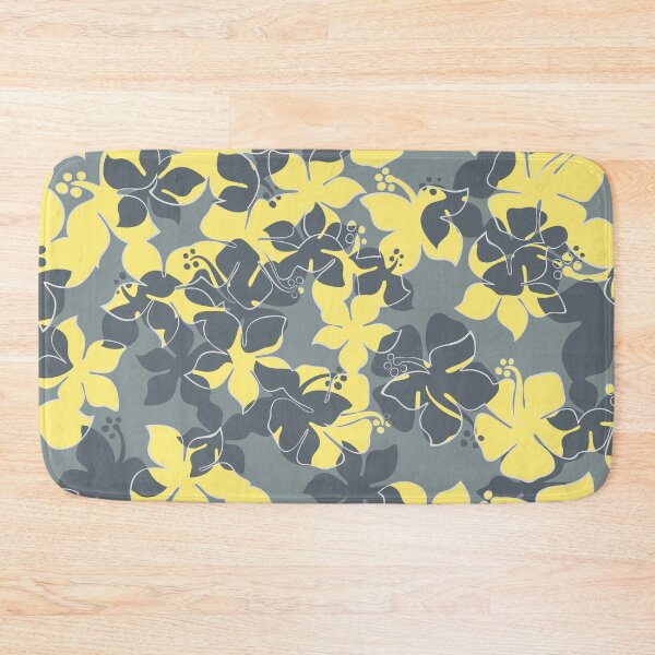 Item preview, Hanalei Hawaiian Floral Camo Aloha Shirt Print - Gray and Yellow designed and sold by DriveIndustries.